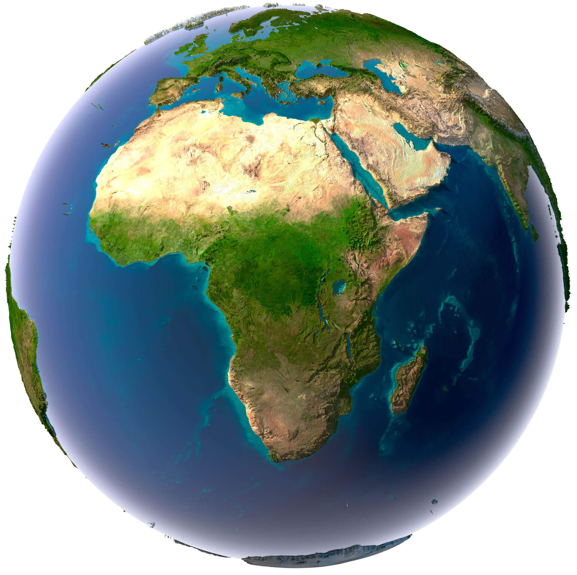 Carte topographique détaillée de l'Afrique